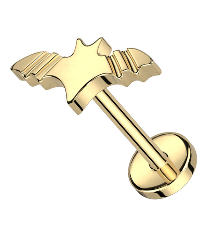 Gold PVD Flying Bat Threadless Titanium Labret