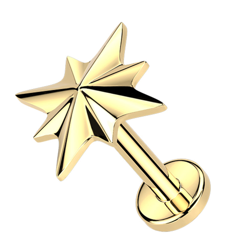 Gold PVD Geo North Star Titanium Threadless Labret