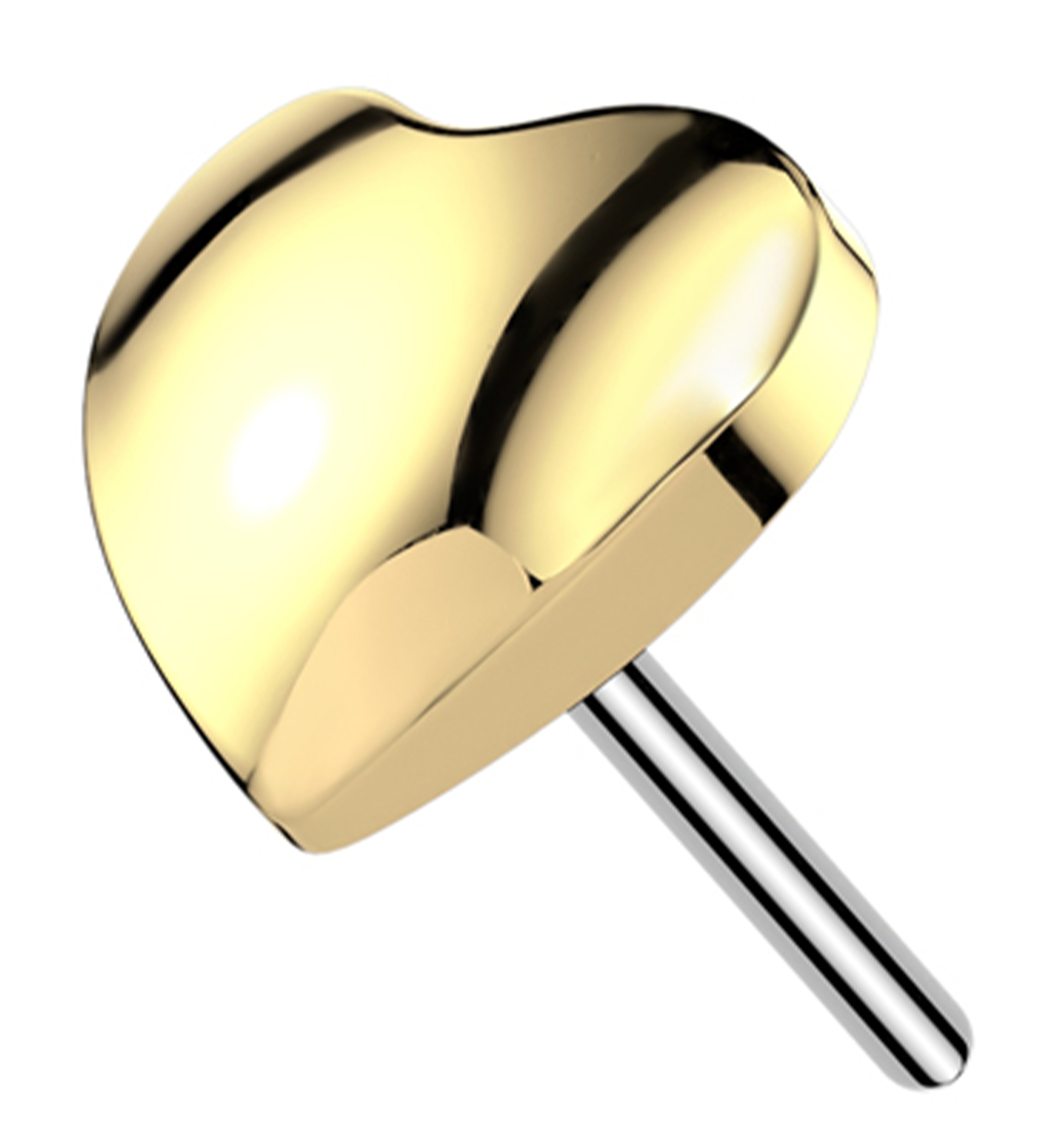 Gold PVD Heart Puff Threadless Titanium Top