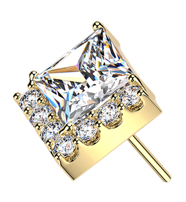 Gold PVD Highpoint Clear CZ Titanium Threadless Top