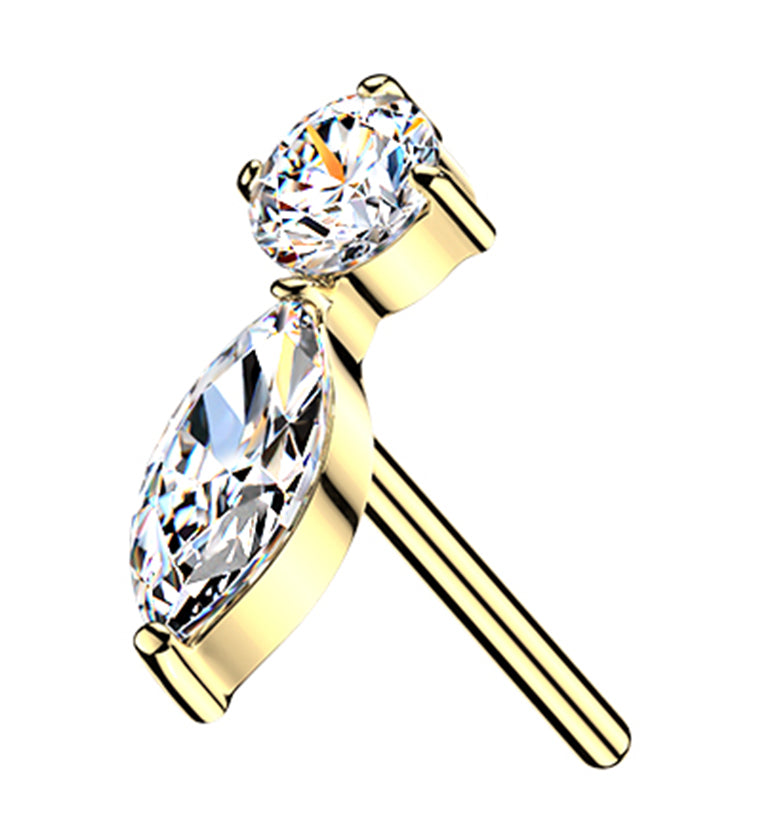 Gold PVD Icicle Drip CZ Titanium Threadless Top