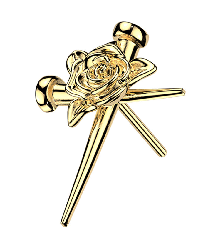 Gold PVD Mourning Rose Titanium Threadless Top