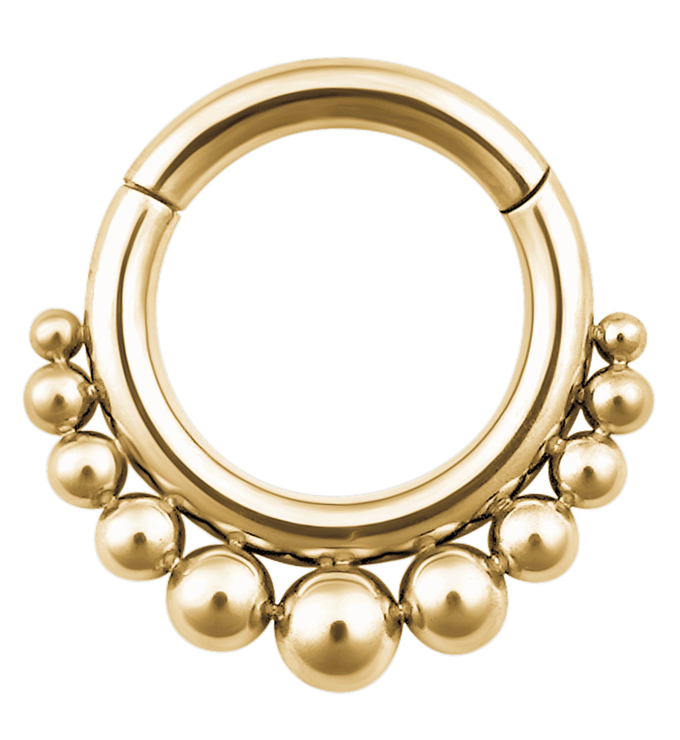 Gold PVD Multi-Bead Stainless Steel Hinged Segment Ring