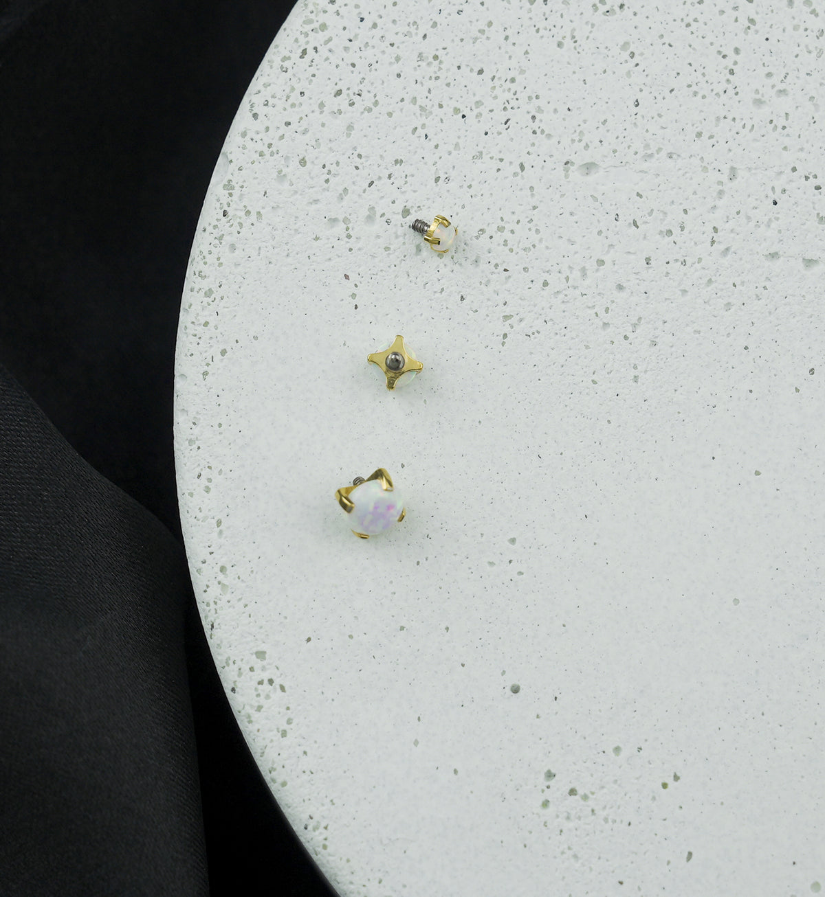 Gold PVD Prong White Opalite Titanium Internally Threaded Top