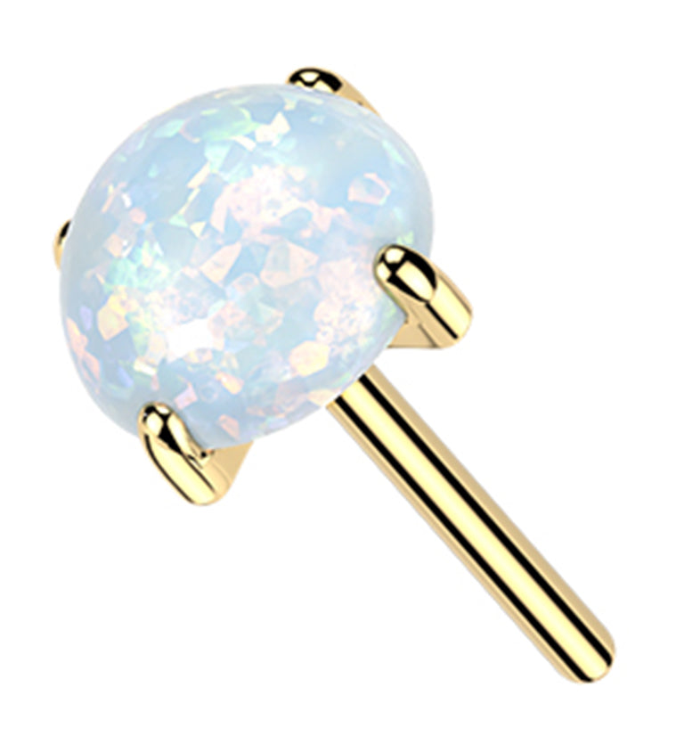 Gold PVD Prong White Opalite Titanium Threadless Top