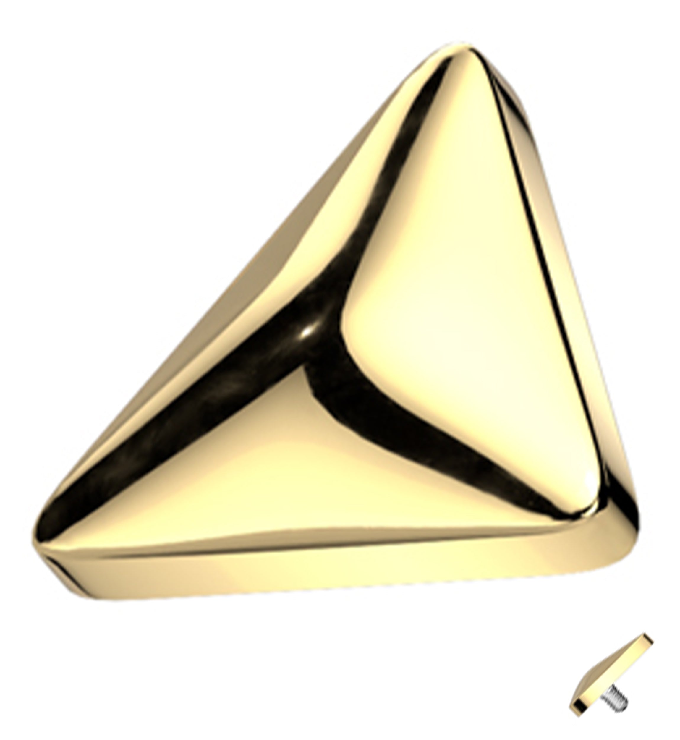 Gold PVD Rounded Triangle Titanium Internally Threaded Top