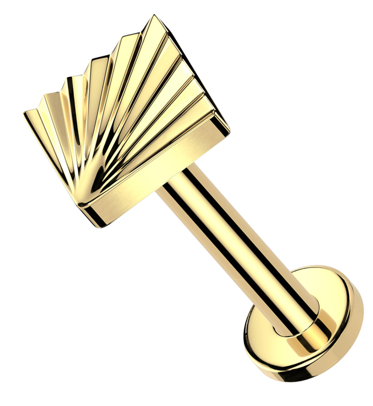 Gold PVD Score Square Titanium Threadless Labret by Urban Body Jewelry