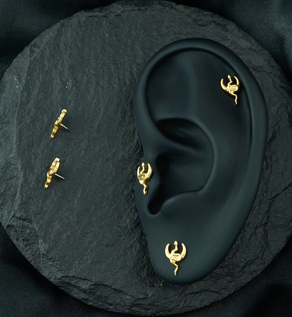 Gold PVD Serpent Moon Titanium Threadless Top
