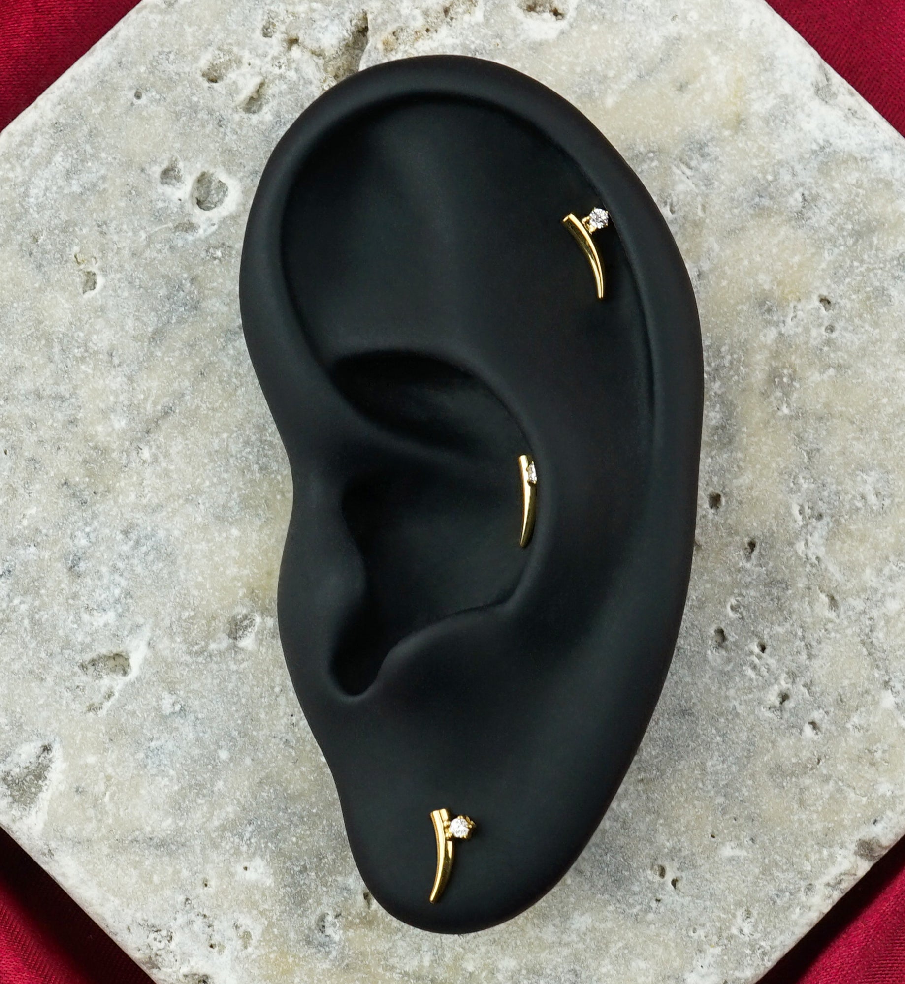 Gold PVD Slash CZ Titanium Threadless Top