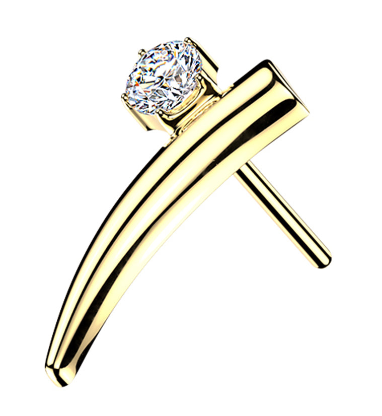 Gold PVD Slash CZ Titanium Threadless Top