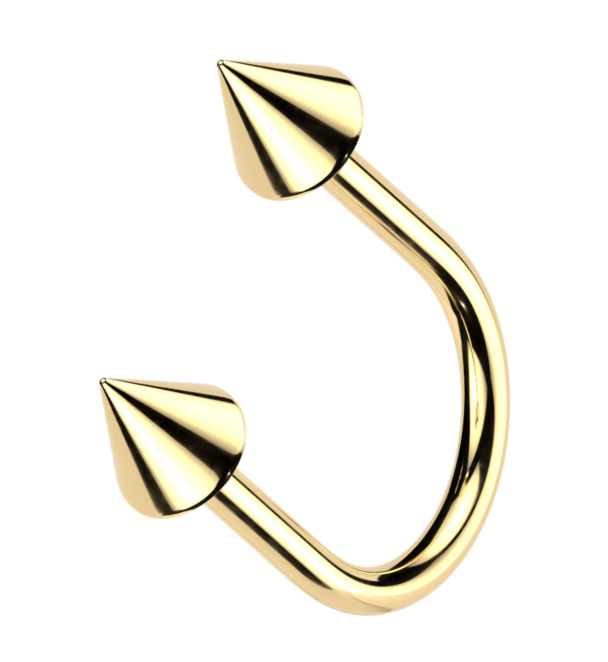 Gold PVD Spike U-Shape Titanium Threadless Circular Barbell by Urban Body Jewelry