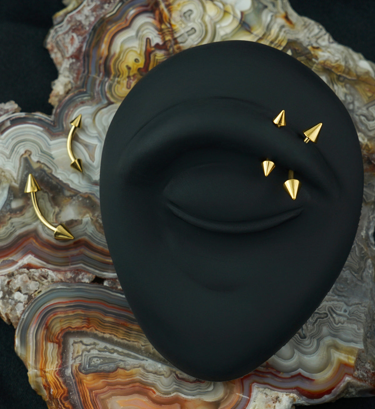 Gold PVD Spiked Curved Barbell
