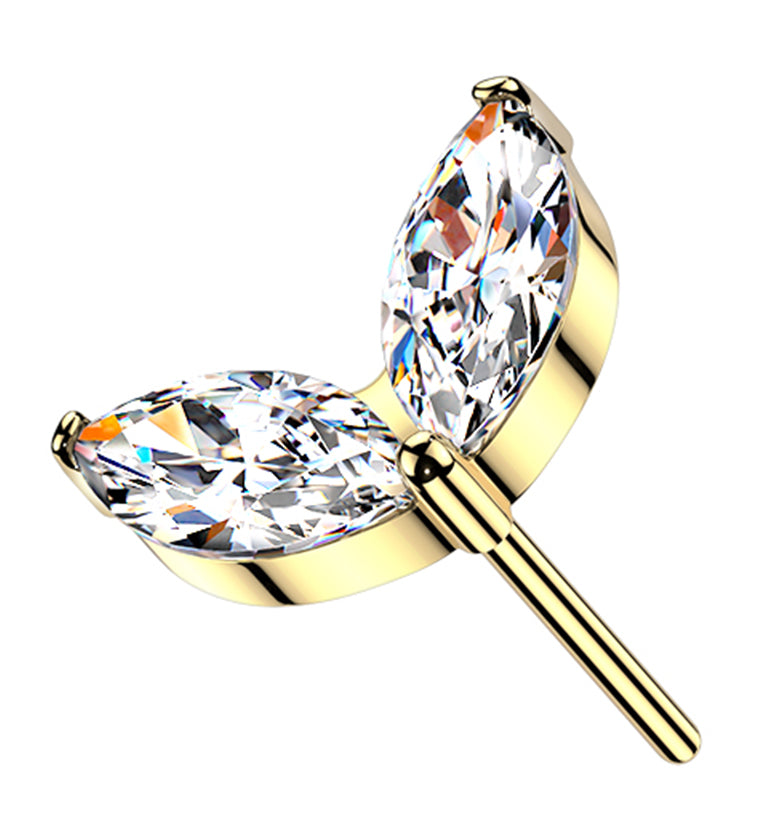Gold PVD Sprig CZ Titanium Threadless Top