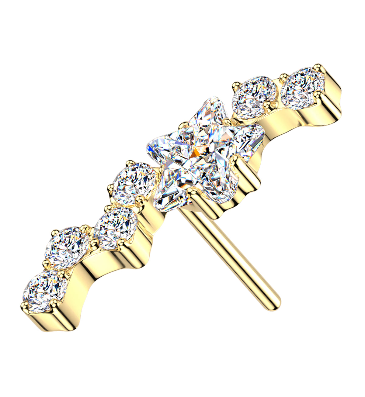 Gold PVD Stardust CZ Titanium Threadless Top by Urban Body Jewelry