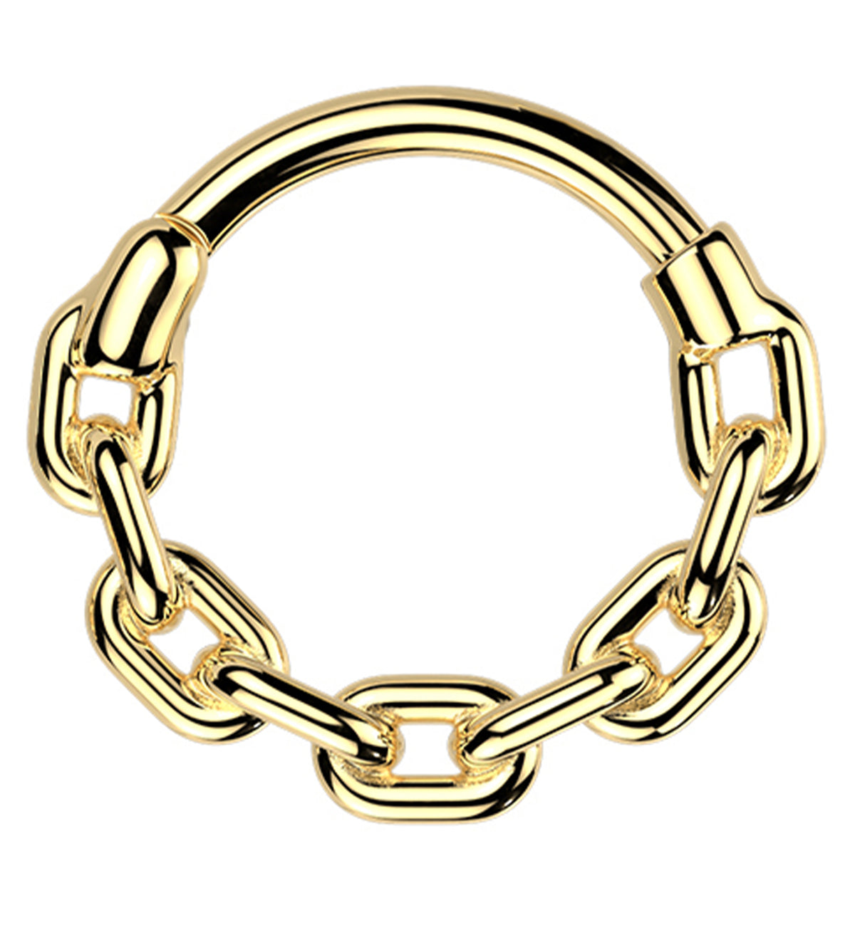 Gold PVD Thick Chain Link Stainless Steel Hinged Segment Ring