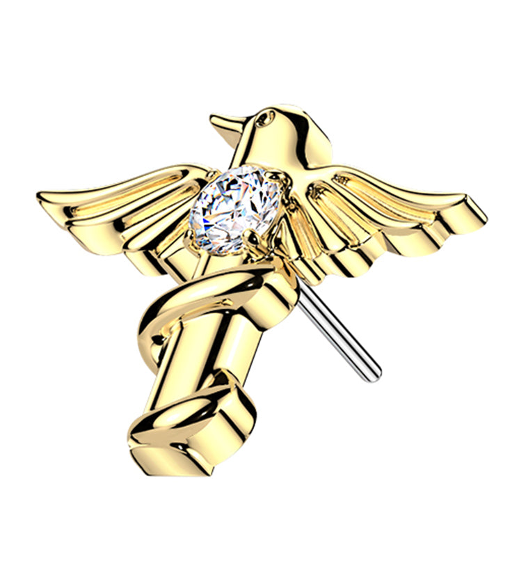 Gold PVD Totem CZ Titanium Threadless Top