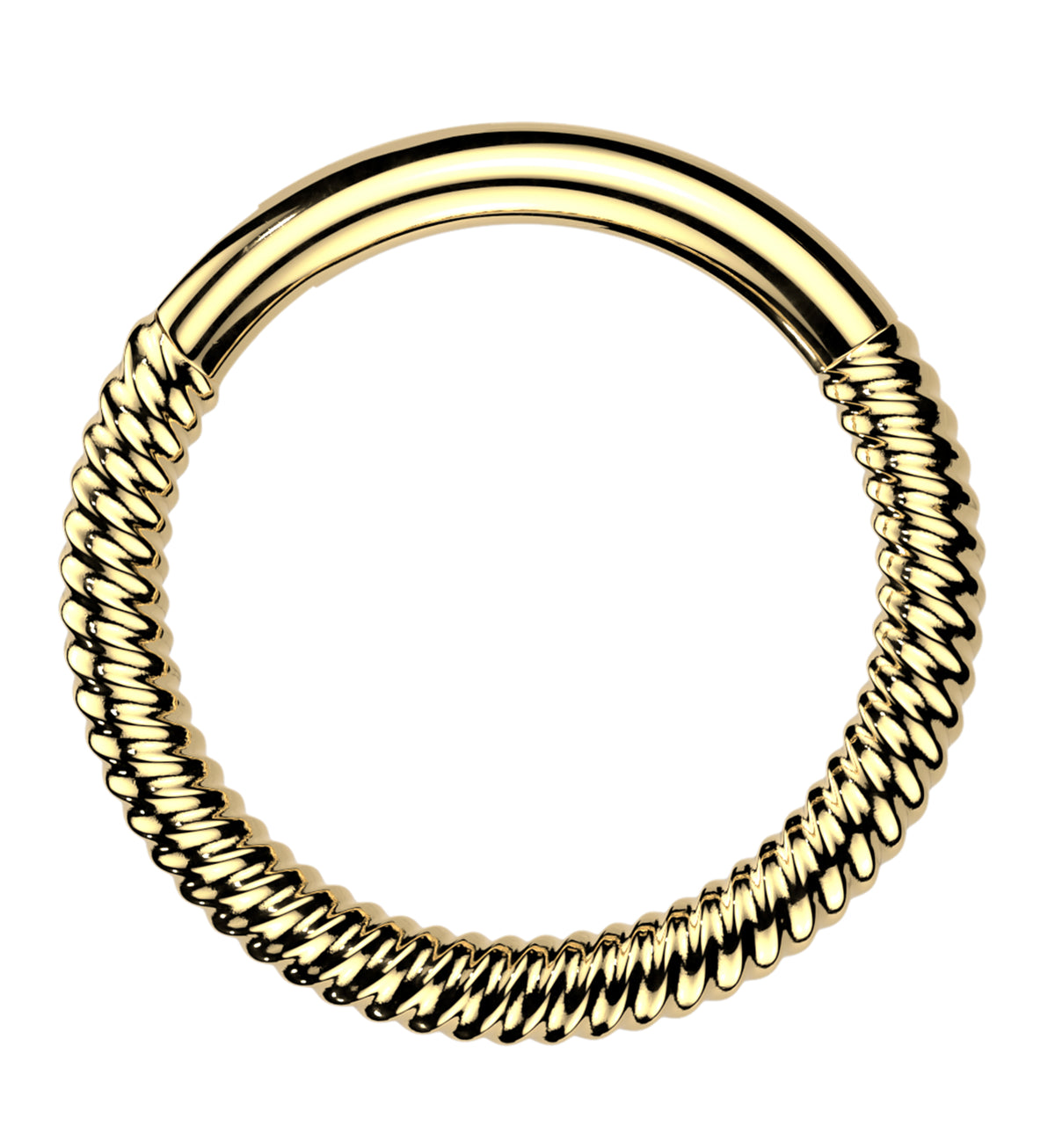 Gold PVD Twisted Stainless Steel Hinged Segment Ring