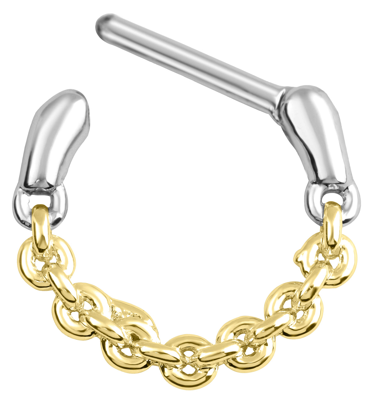 Gold PVD Two Tone Chain Link Stainless Steel Straight Hinged Segment Ring