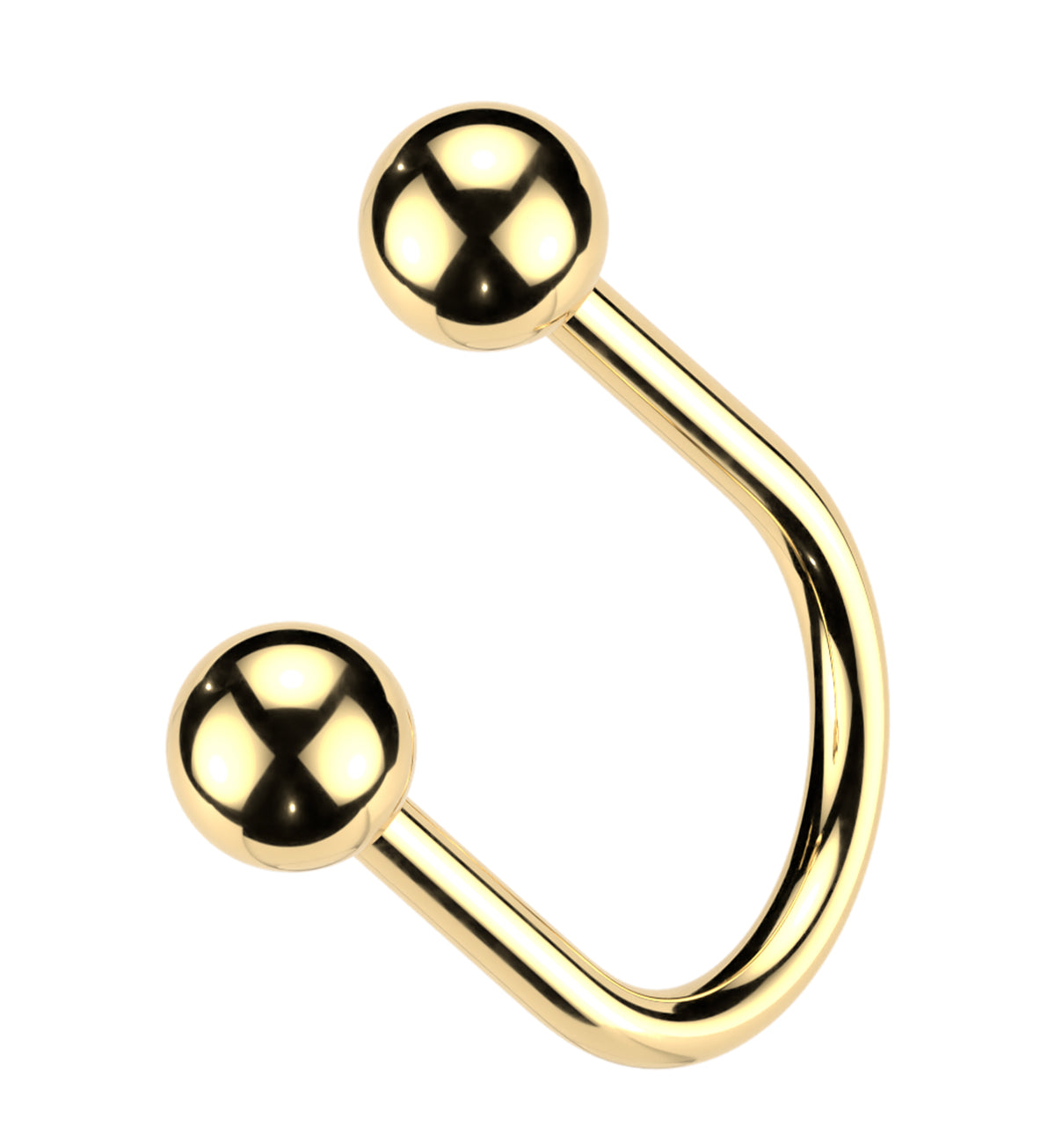 Gold PVD U-Shape Titanium Threadless Circular Barbell by Urban Body Jewelry