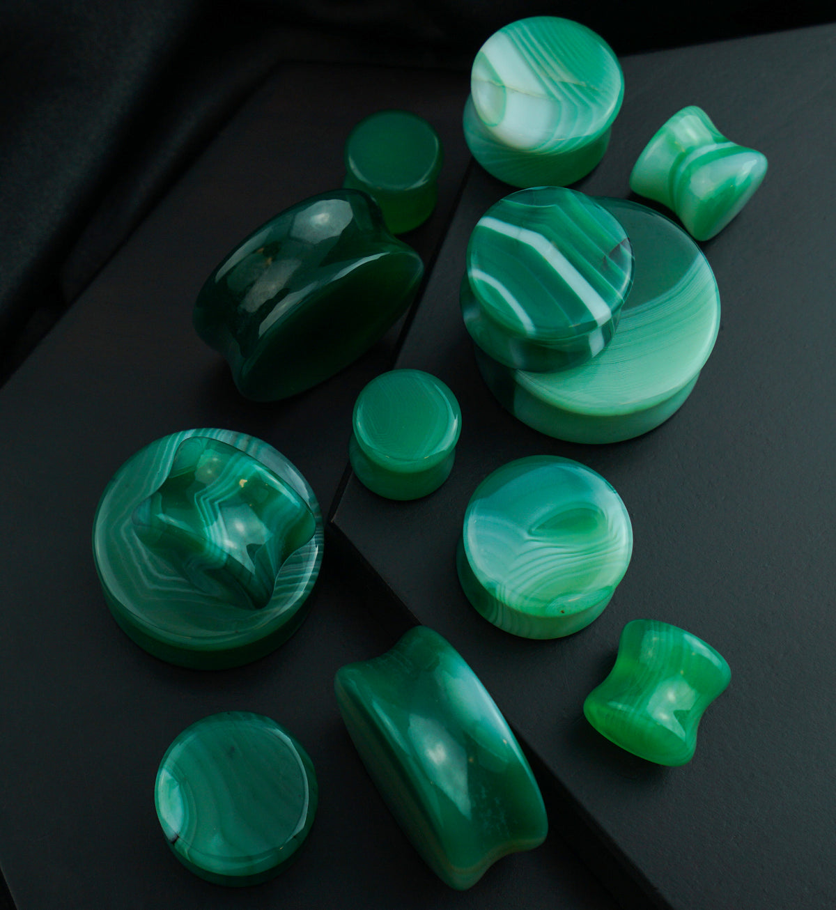 Green Agate Stone Plugs