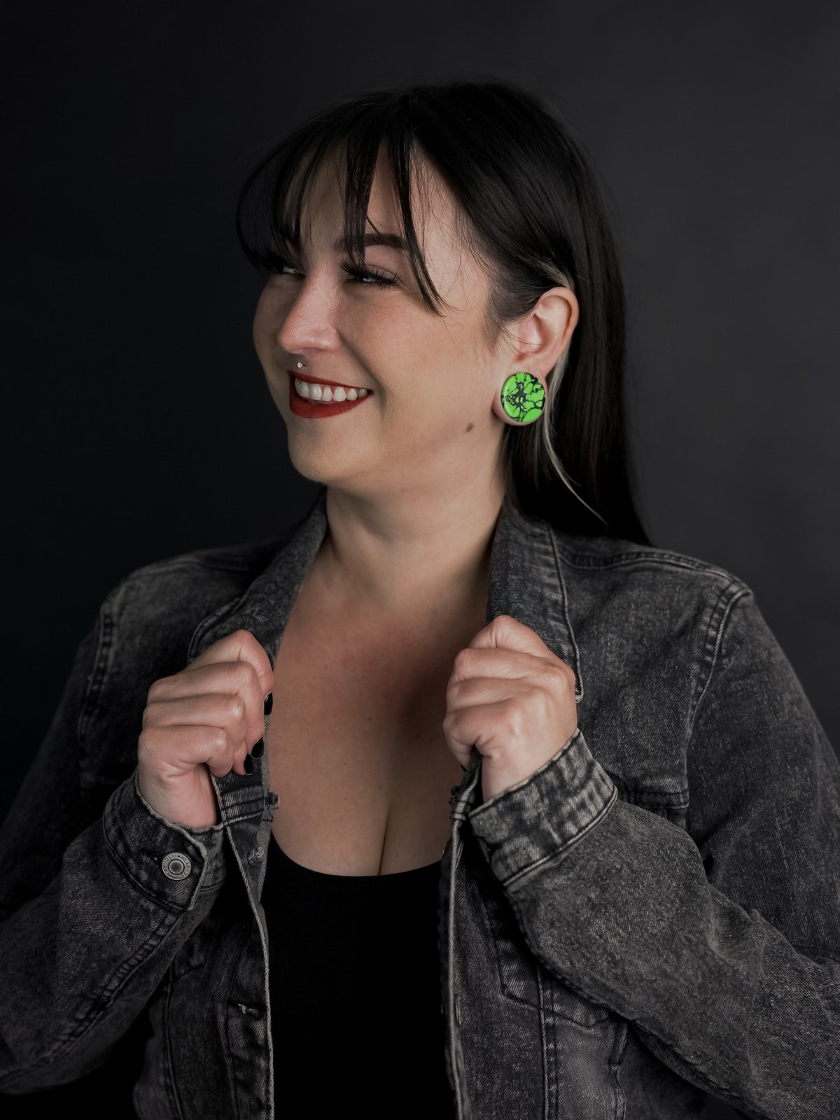 Green And Black Howlite Stone Plugs