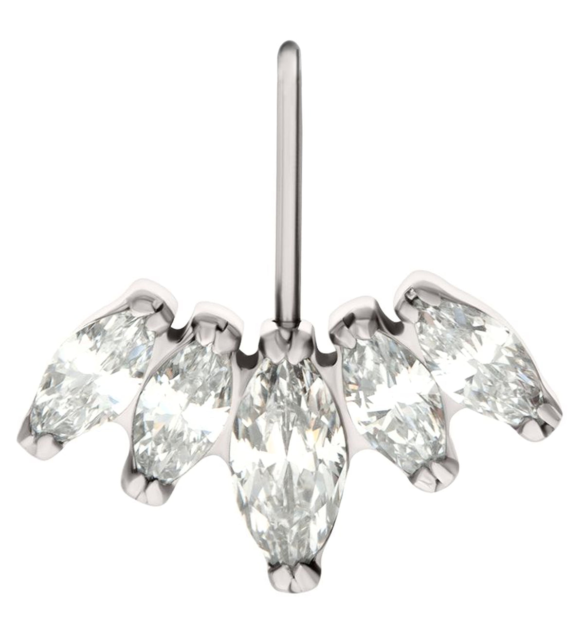 Half Crown Clear CZ Vertical Titanium Threadless Top