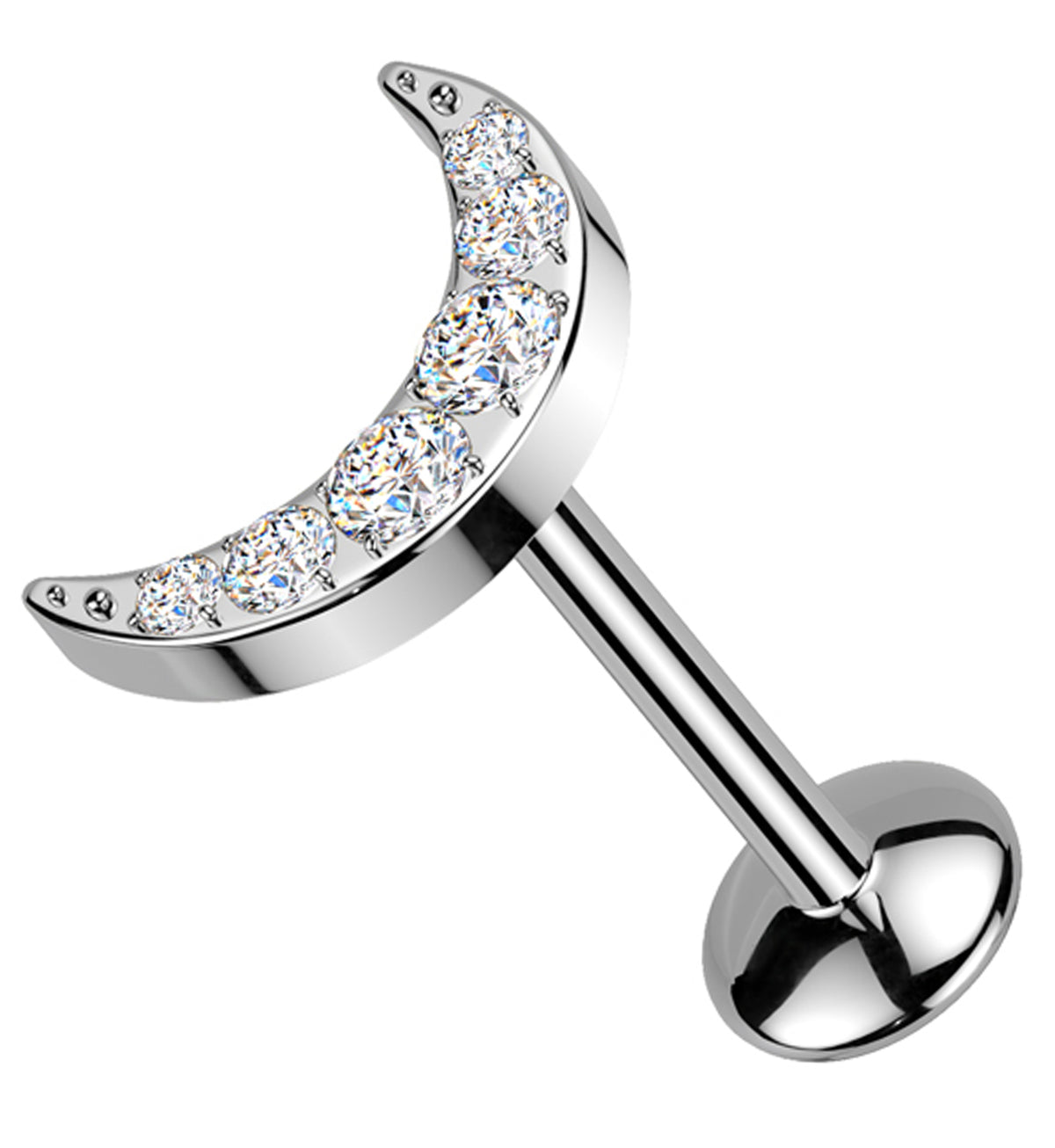 Half Moon Clear CZ Titanium Convex Disk Labret