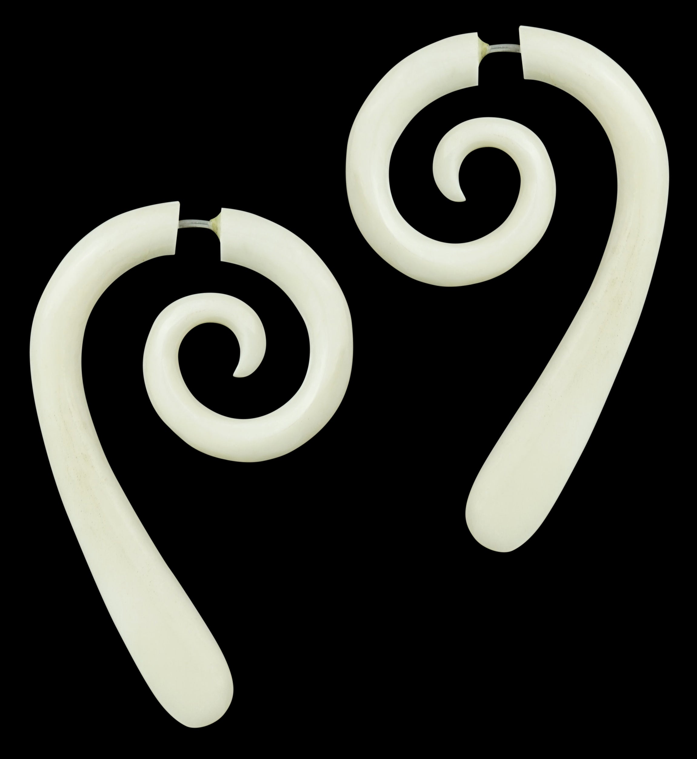 Hanging Bone Spiral / Fake Gauges Earrings