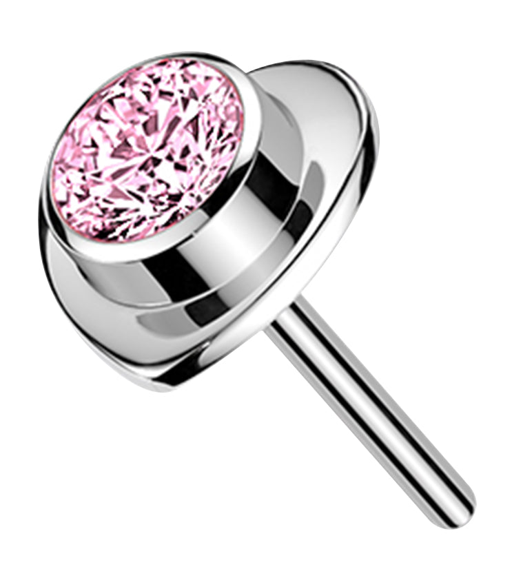 Heart Pop Pink CZ Titanium Threadless Top