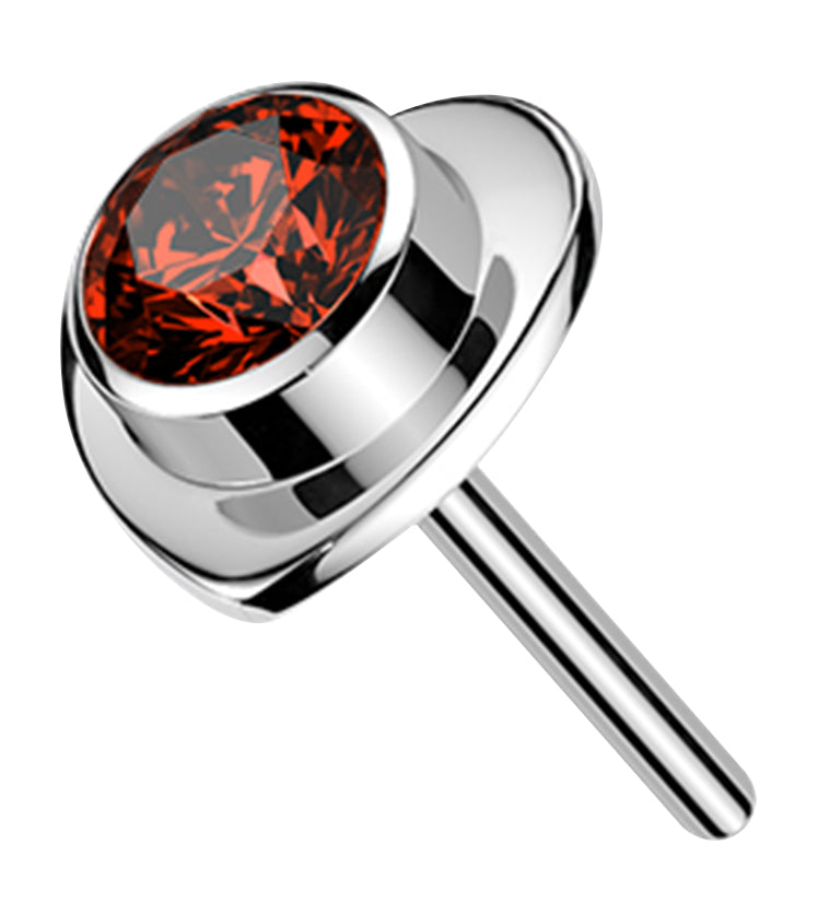 Heart Pop Red CZ Titanium Threadless Top