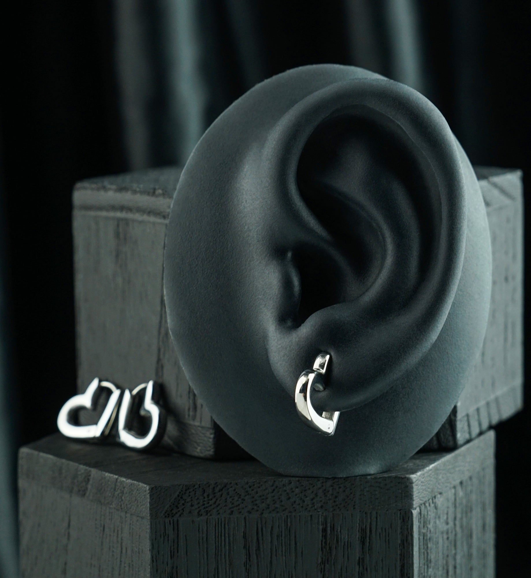 Heart Shaped Stainless Steel Hinged Hoop Huggie Earrings