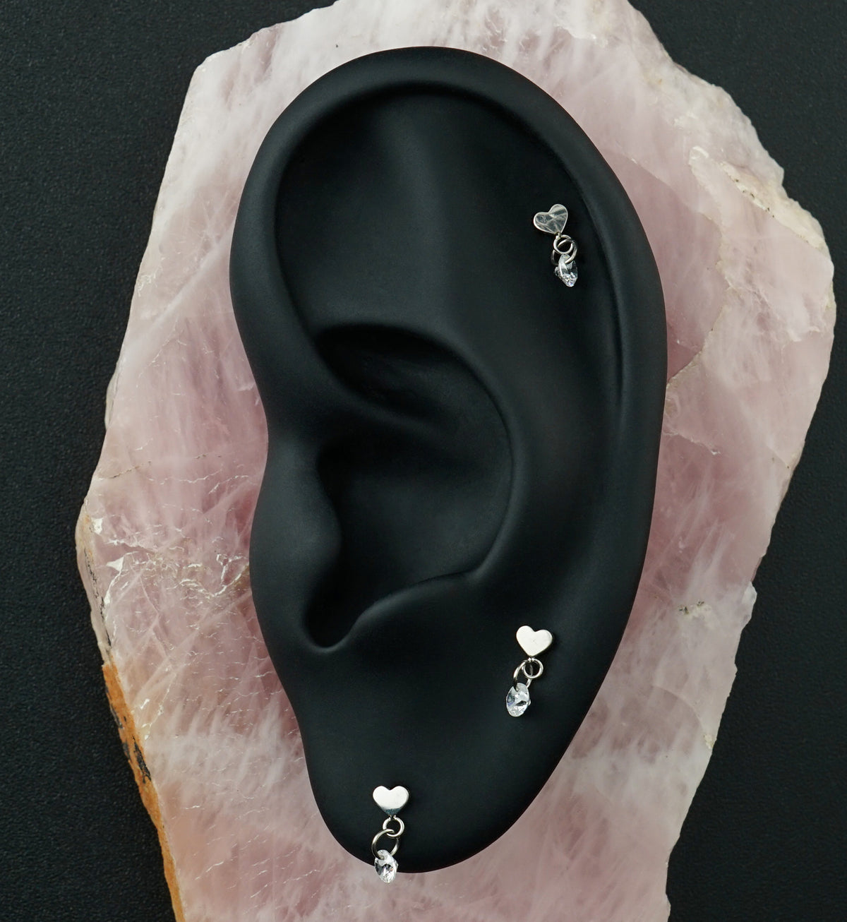 Heart With Clear CZ Dangle Titanium Threadless Top