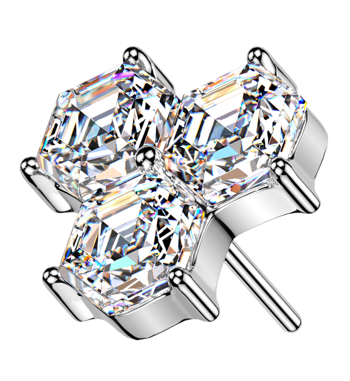 Honeycomb Clear CZ Titanium Threadless Top