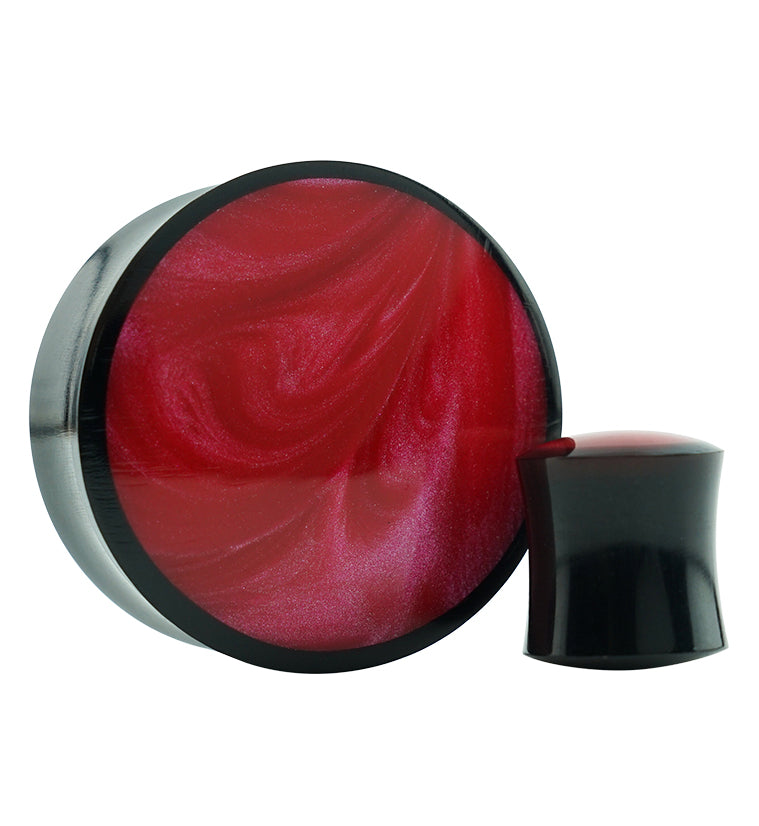 Horn Plugs With Pink Resin Inlay