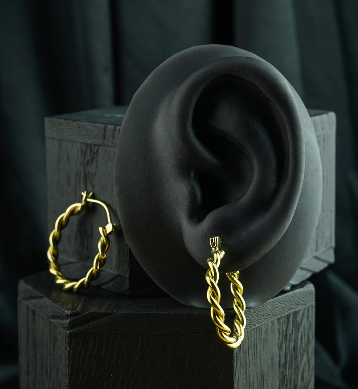 Lasso Brass Plug Hoops