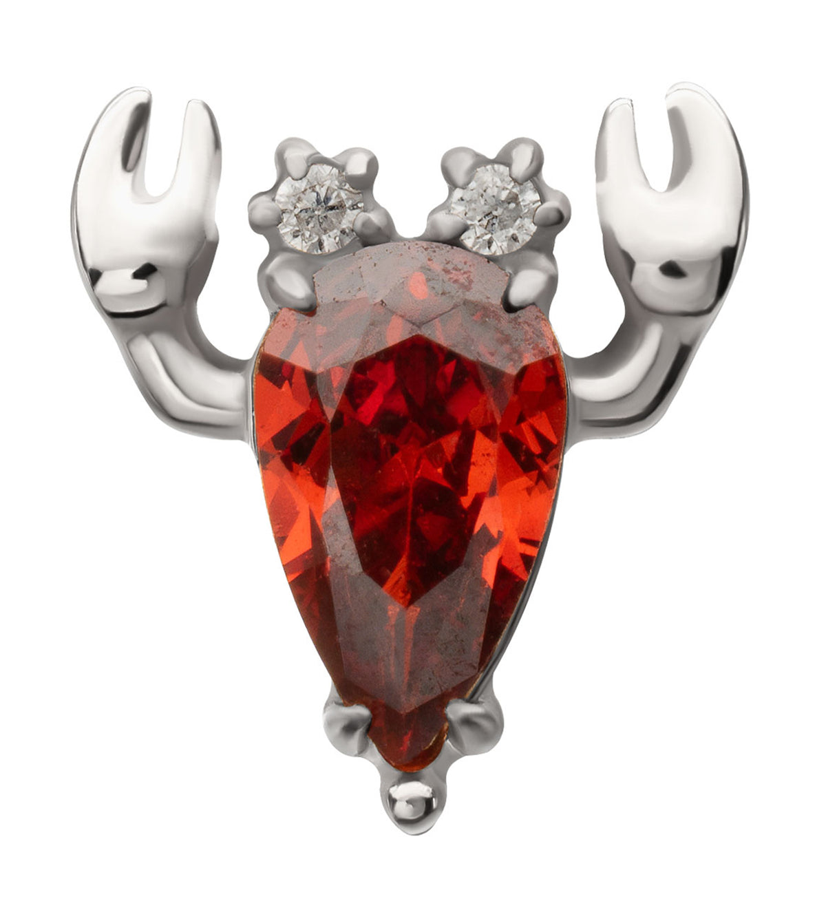Lobster Teardrop Red CZ Titanium Threadless Top by Urban Body Jewelry
