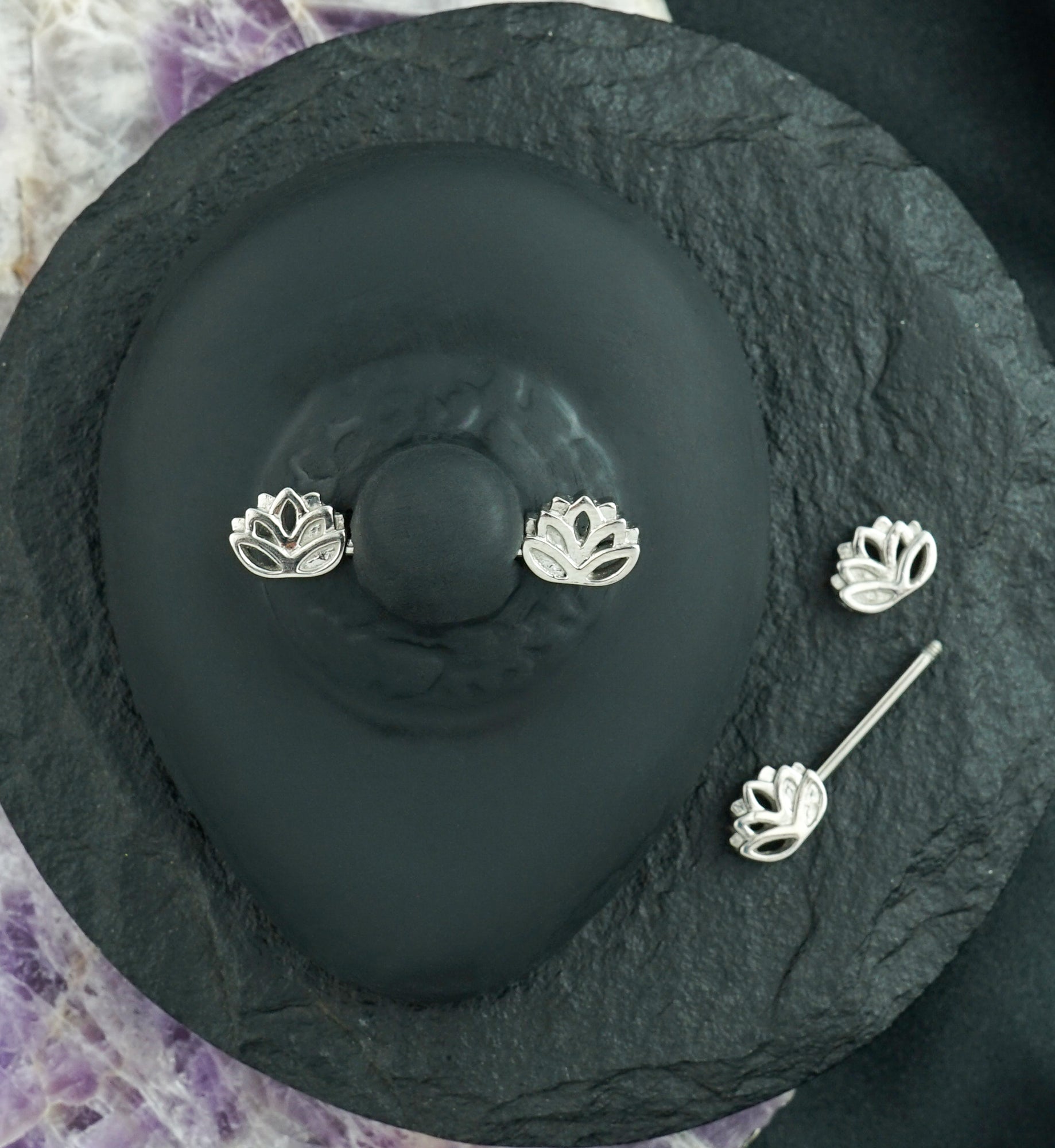 Lotus Nipple Ring Barbell