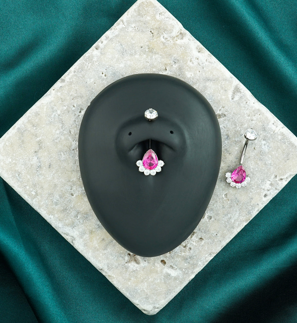 Lure Teardrop Ruby CZ Titanium Internally Threaded Belly Button Ring