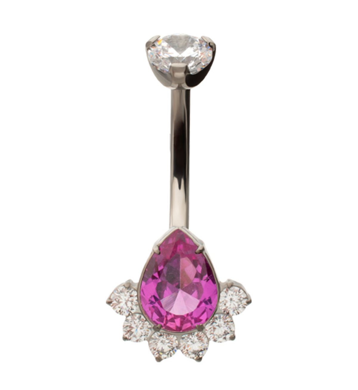 Lure Teardrop Ruby CZ Titanium Internally Threaded Belly Button Ring