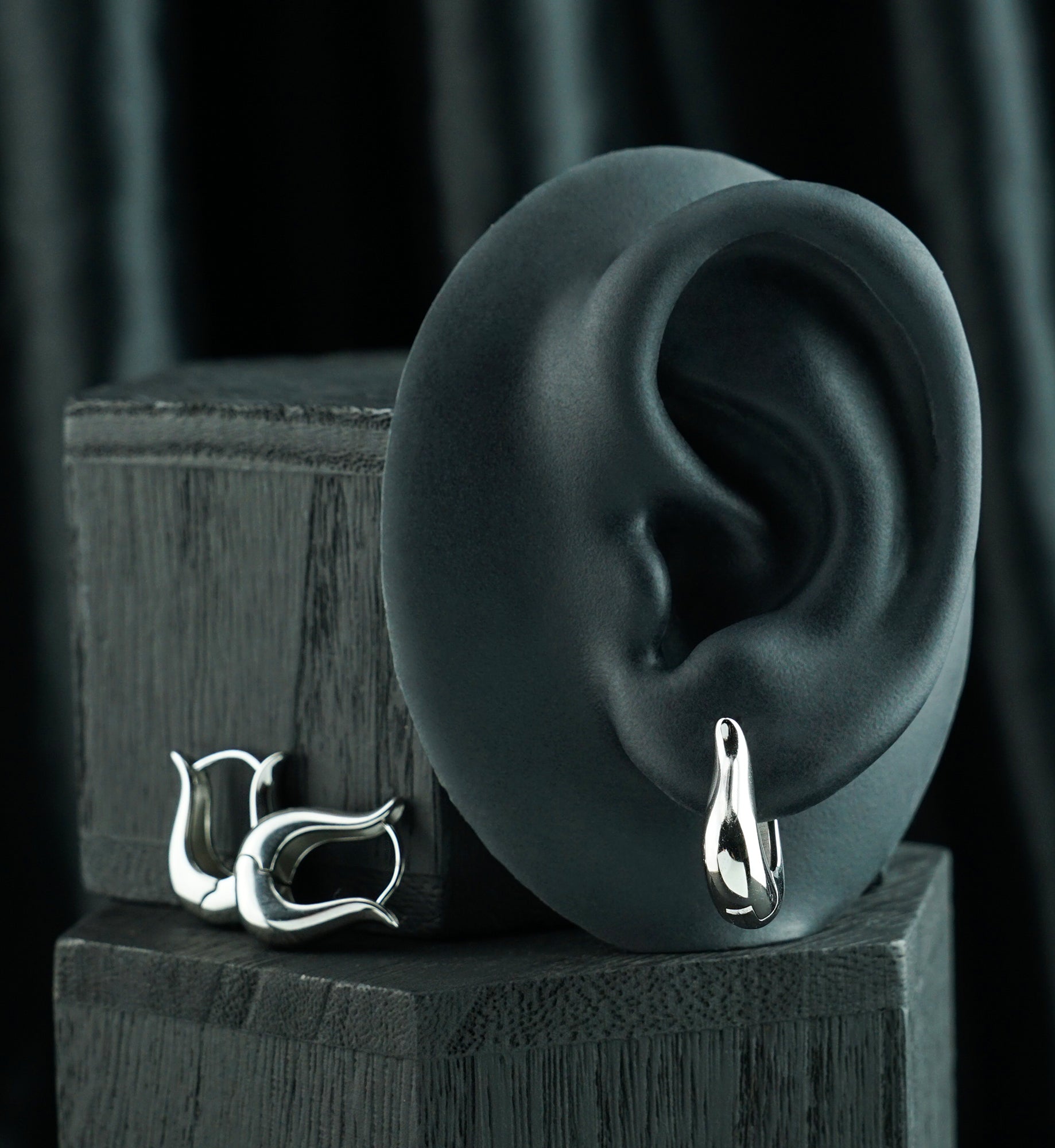 Lyre Stainless Steel Hinged Hoop Earrings