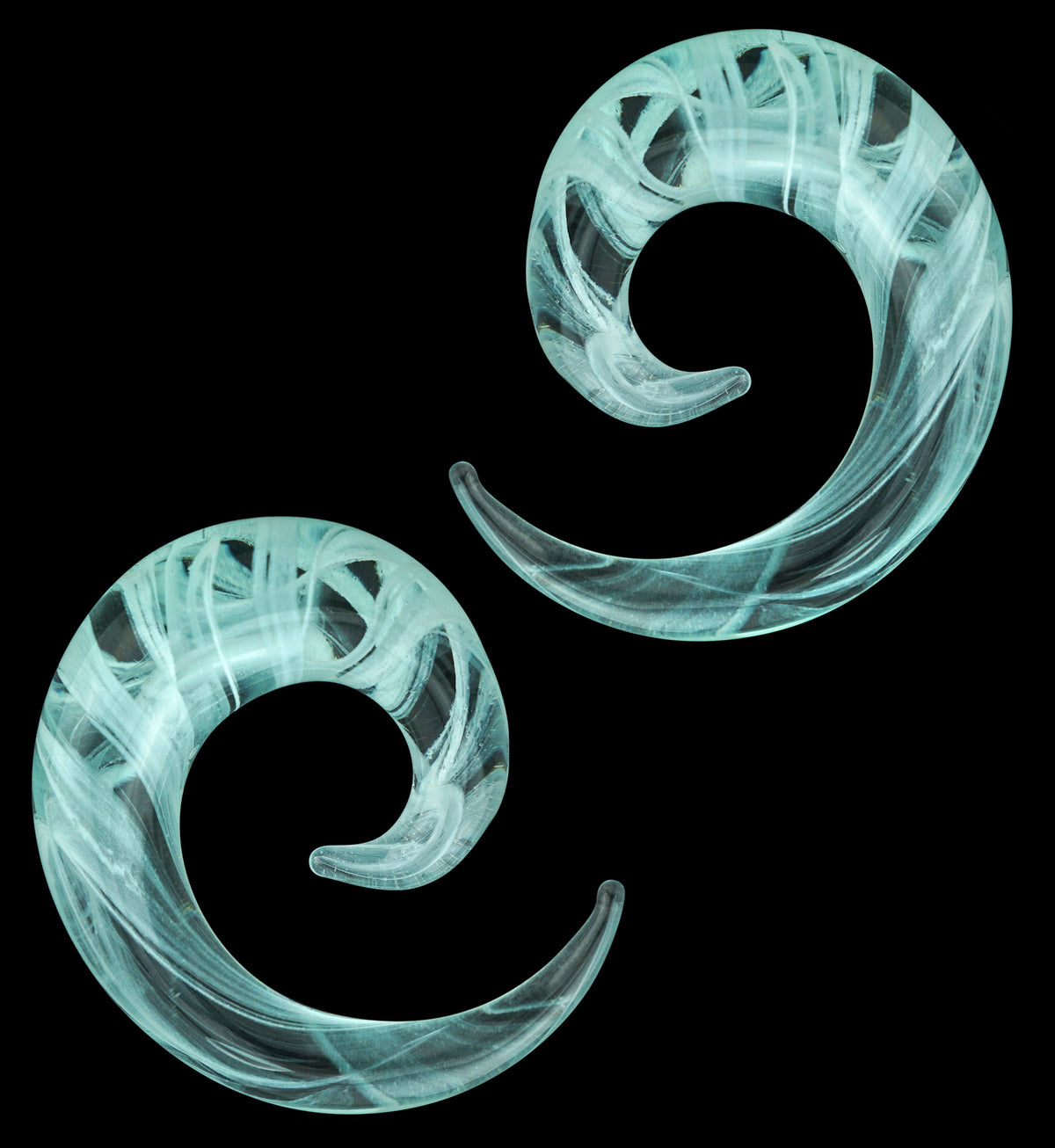 Mint Swirl Glass Spirals