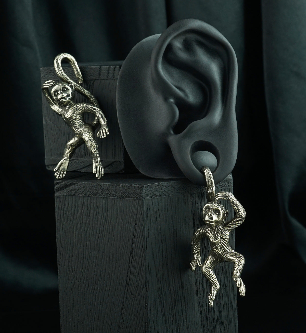 Monkey See White Brass Ear Weights