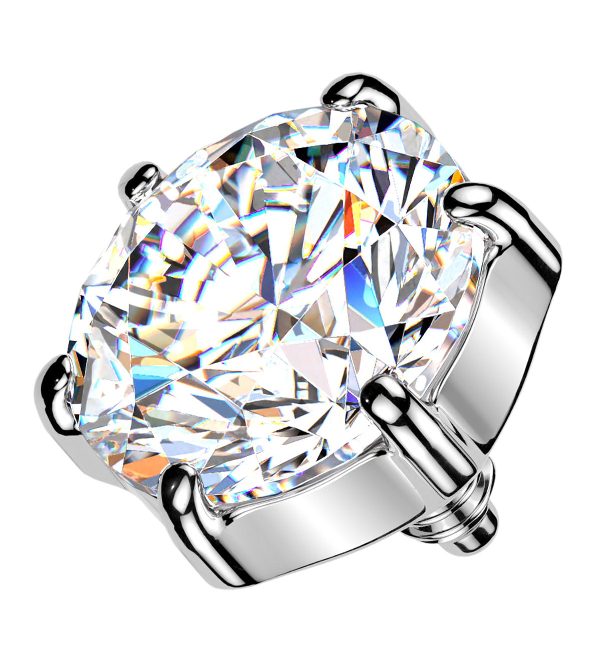 Multi Prong Clear CZ Titanium Internally Threaded Top by Urban Body Jewelry