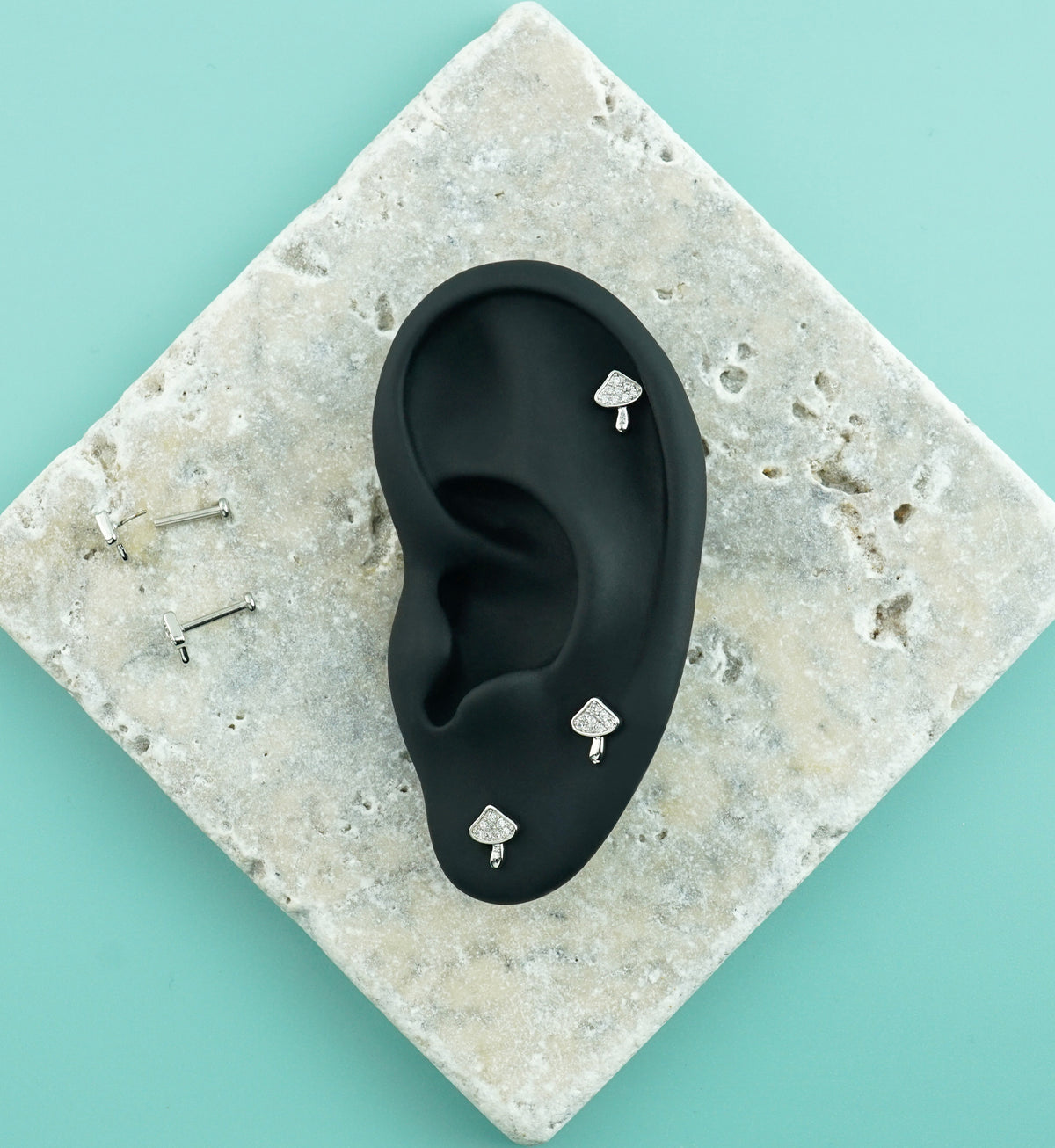 Mystical Mushroom CZ Stainless Steel Threadless Labret