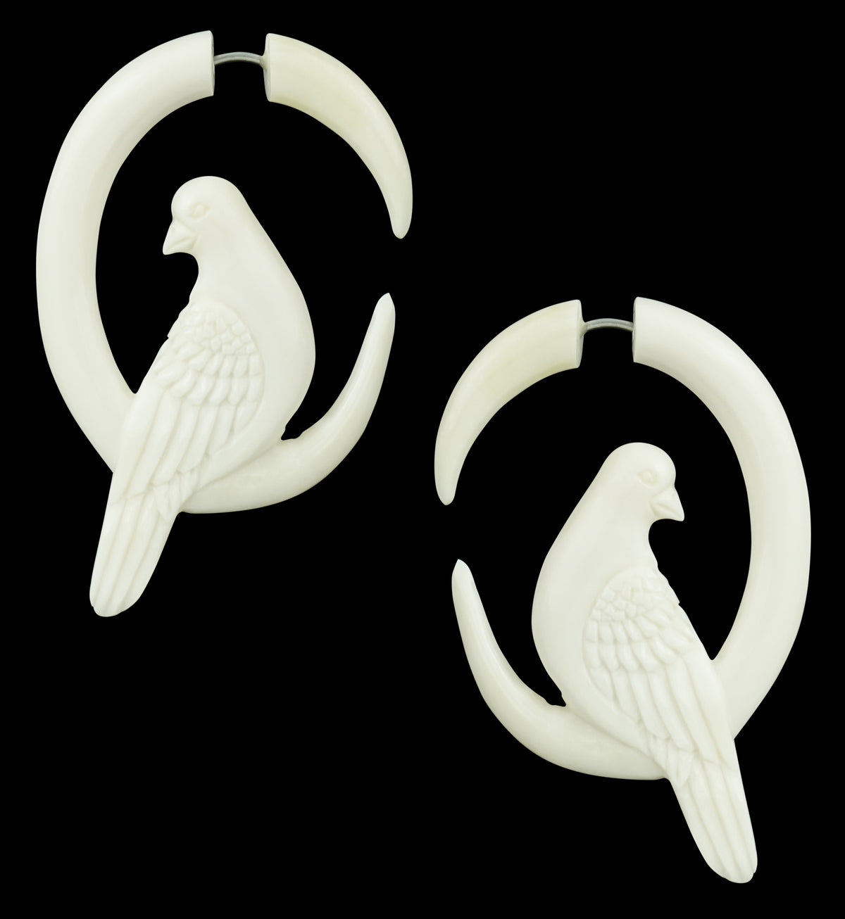 Napping Dove Spiral Fake Gauges Earrings