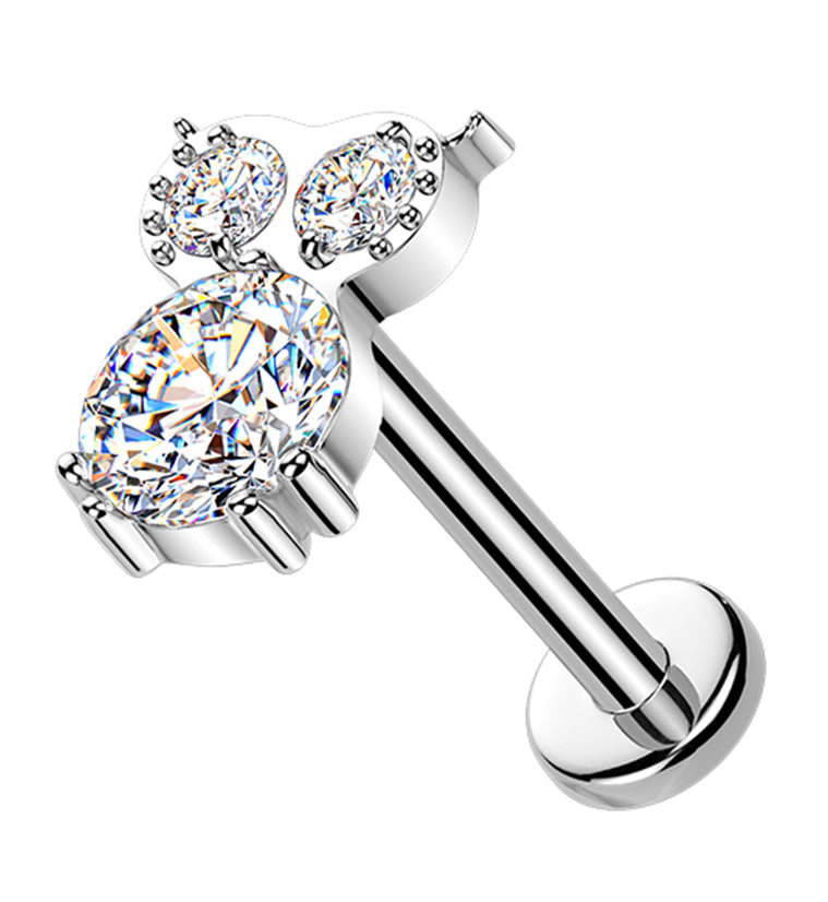 Owl Clear CZ Titanium Threadless Labret