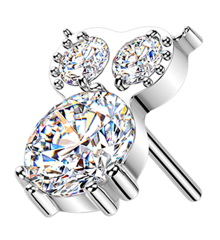 Owl Clear CZ Titanium Threadless Top