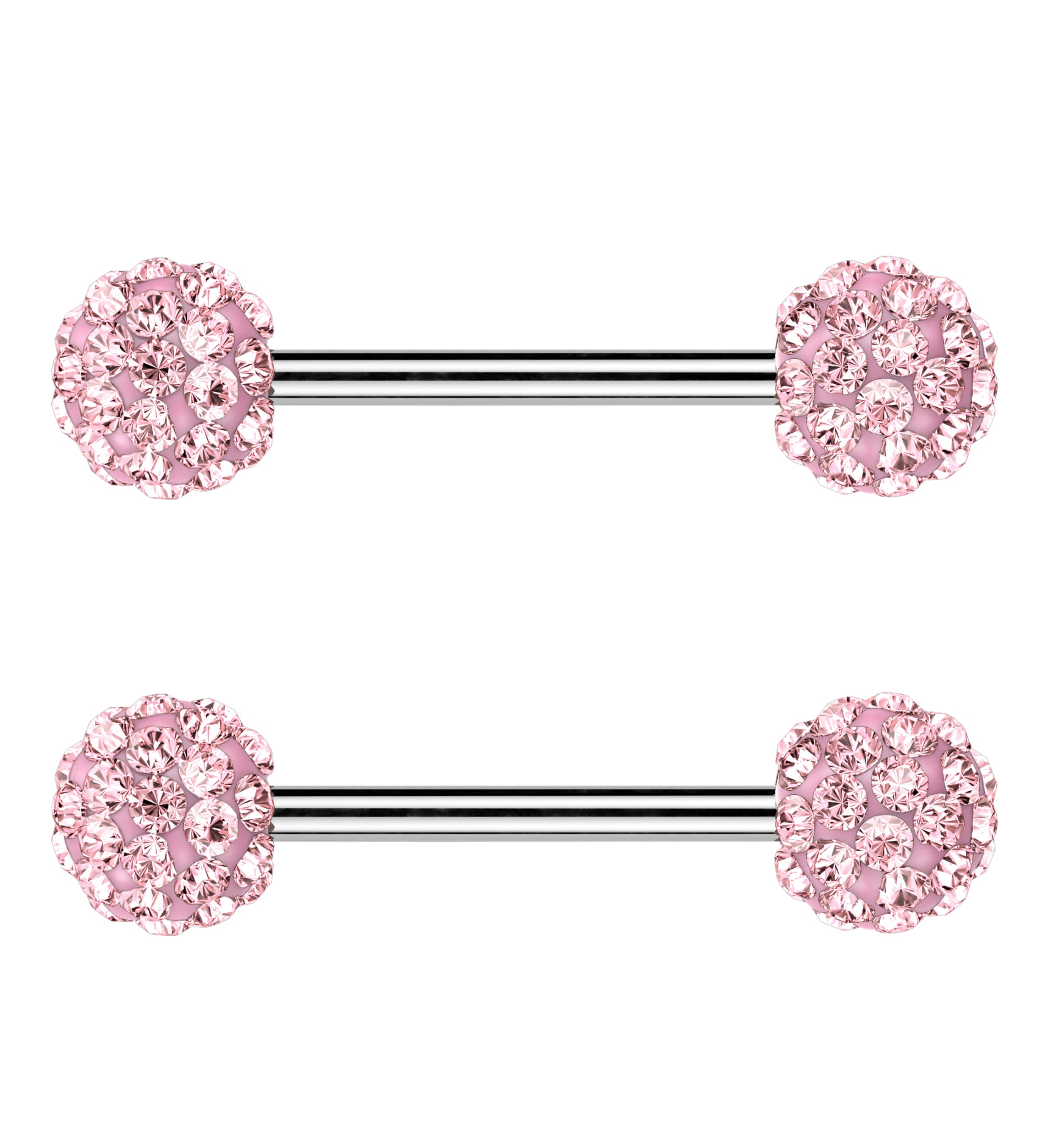 Pink Crystal Ball CZ Stainless Steel Externally Threaded Nipple Barbell