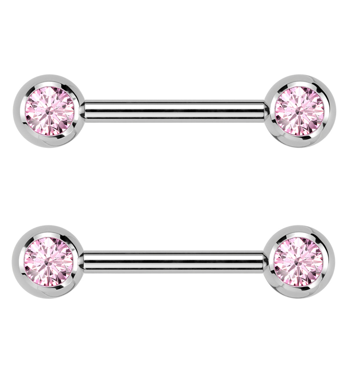 Pink CZ Ball Internally Threaded Titanium Nipple Barbells