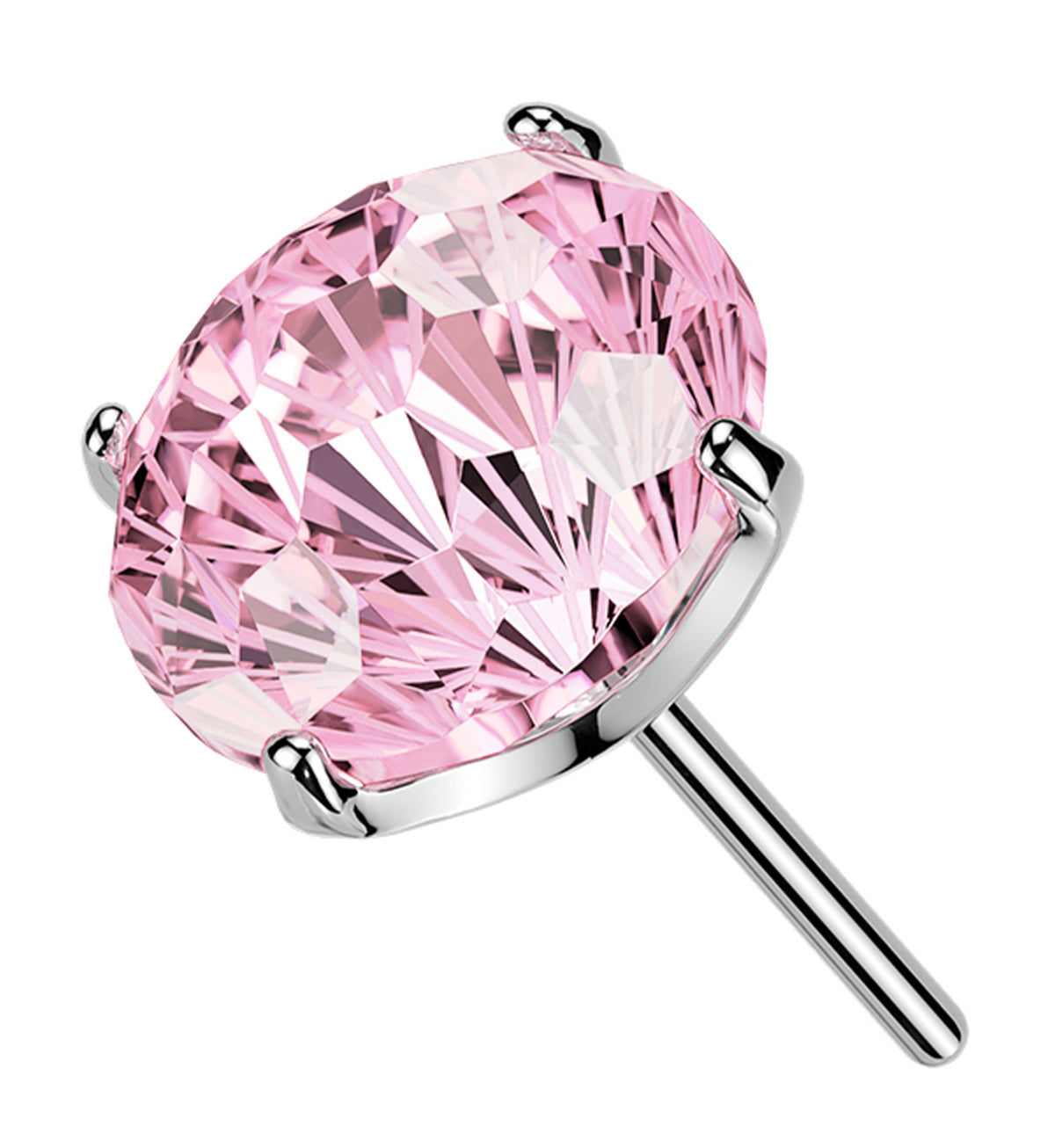 Pink CZ Fireworks Cut Titanium Threadless Top